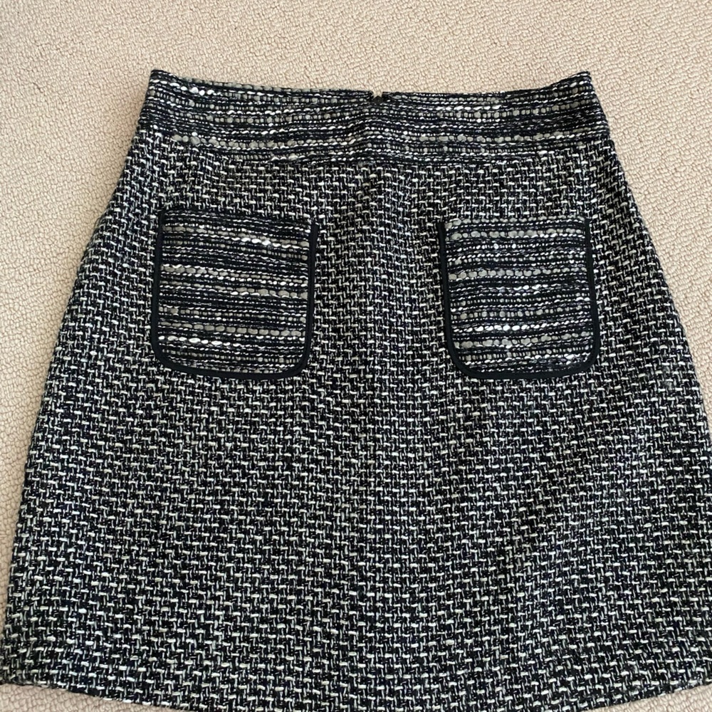 LOFT Black and Cream Textured Mini Skirt